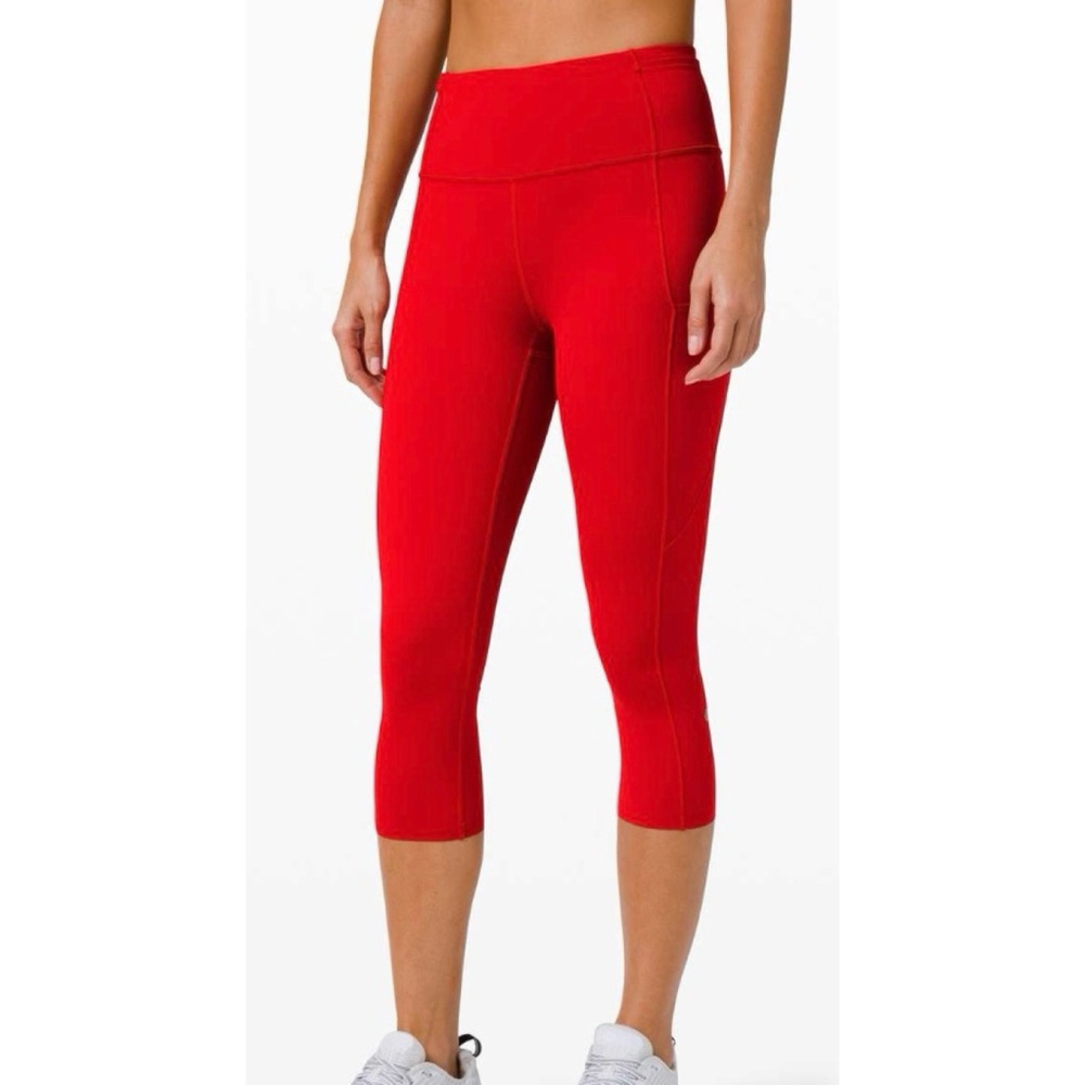 Lululemon Fast and Free Cropped Leggings Red